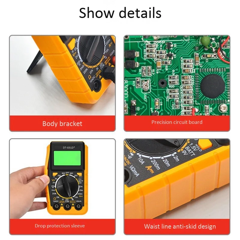 Горячая DT-831D+ цифровой мультиметр электрический мультиметр для обслуживания напряжения Амперметр для домашнего обслуживания