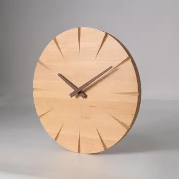 

10/12 Inches Nordic Solid Wood Wall Clock Bedroom Japanese Wall Hanging Quartz Silent Modern Minimalist Living Room Personality