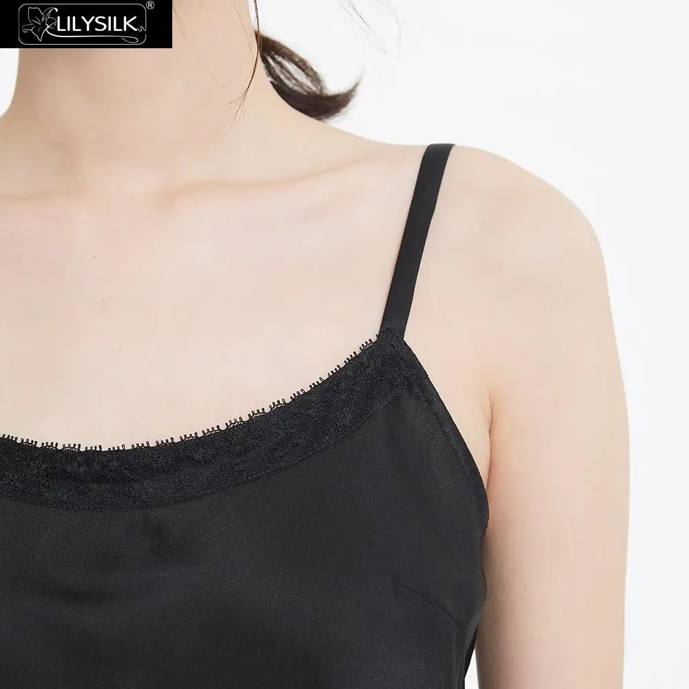 LilySilk Camisole Топы эластичные ребристые кружевные шелковые женские мягкие