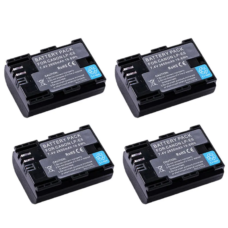 4x2650 мАч литий-ионный аккумулятор LP-E6 lpe6 LP E6 E6N батареи для Canon LP-E6N EOS 5DS 5D Mark II III 6D 7D 60D