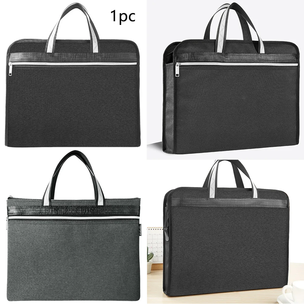 A4 File Bag Anti Lost Conference Zipper Oxford Cloth Business Double Deck Work Portable Hand Held Office Waterproof Briefcase