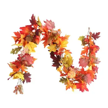 

1Pc Harvest Festival Wreath Decorative Garland Maple Leaves Wreath Autumn Garland For Party Home Thanksgiving Door