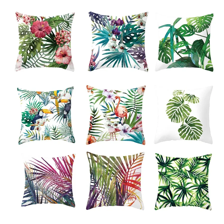 

YWZN Tropical Plants Pillow Case Polyester Decorative Pillowcases Green Leaves Throw Pillow Case kussensloop almohada poszewka