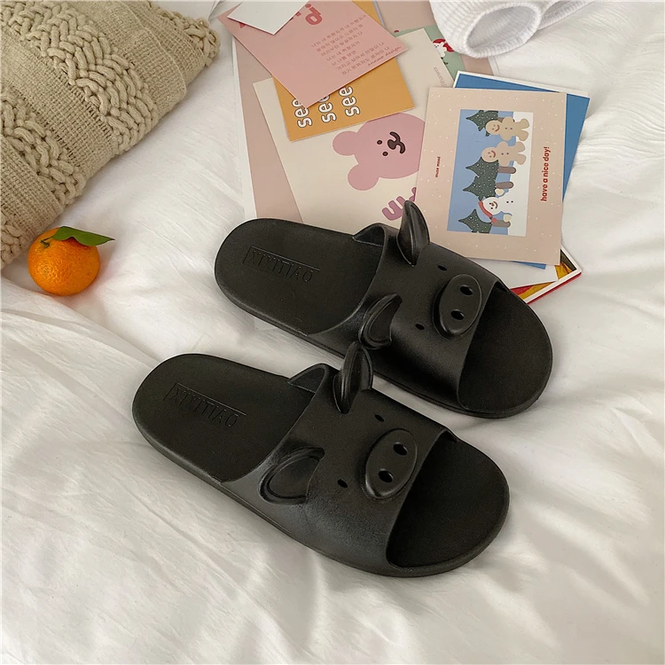 2020 New Men/ Women Cartoon Pig Slippers Female Summer Couple Cute Home Indoor Bath Non-slip Bath Room Sandals And Slippers