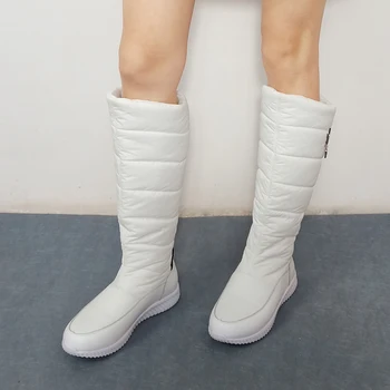 

Meotina Winter Genuine Leather Fur Snow Boots Women Shoes Platform Wedge Heels Knee High Boots Warm Long Boots Ladies Black 44