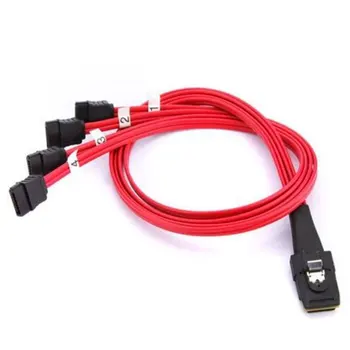 

Mini SAS To 4 SATA Cable Adapter For Computer Data Server Multi-Lane Red Internal Hard Disk Forward Breakout 50cm Connectors