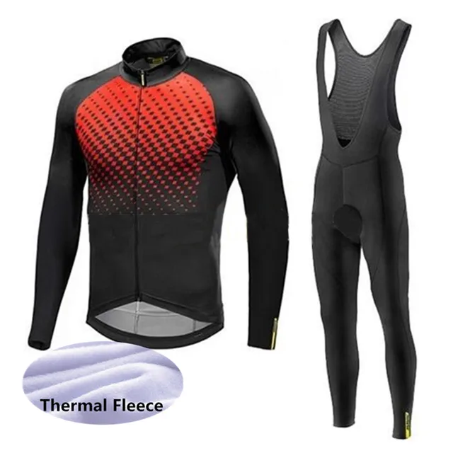 US $34.50 2019 Mavic Pro Winter Team Long Sleeve Cycling Jersey Set Mountain Bike Cycling Warm Wool Uniform M