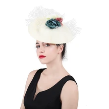 Mingli Tengda, Женская официальная шляпа, свадебная, для невесты, марлевая шапка с цветком повязка с цветами, большая шляпа, свадебные аксессуары, тиара Novia Sombreros