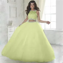 Зимние сапоги с роскошными кристаллами Quinceanera платья бальное платье из 2 частей с пайетками тюлевое платье, платье на выпускной, и фуршетов великолепные шестнадцать 16 платья vestidos de 15 anos