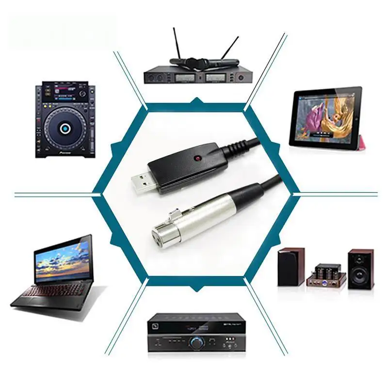 300 см USB провод XLR USB XLR кабель медный сердечник USB микрофон кабель бас гитара прочный черный инструмент кабель