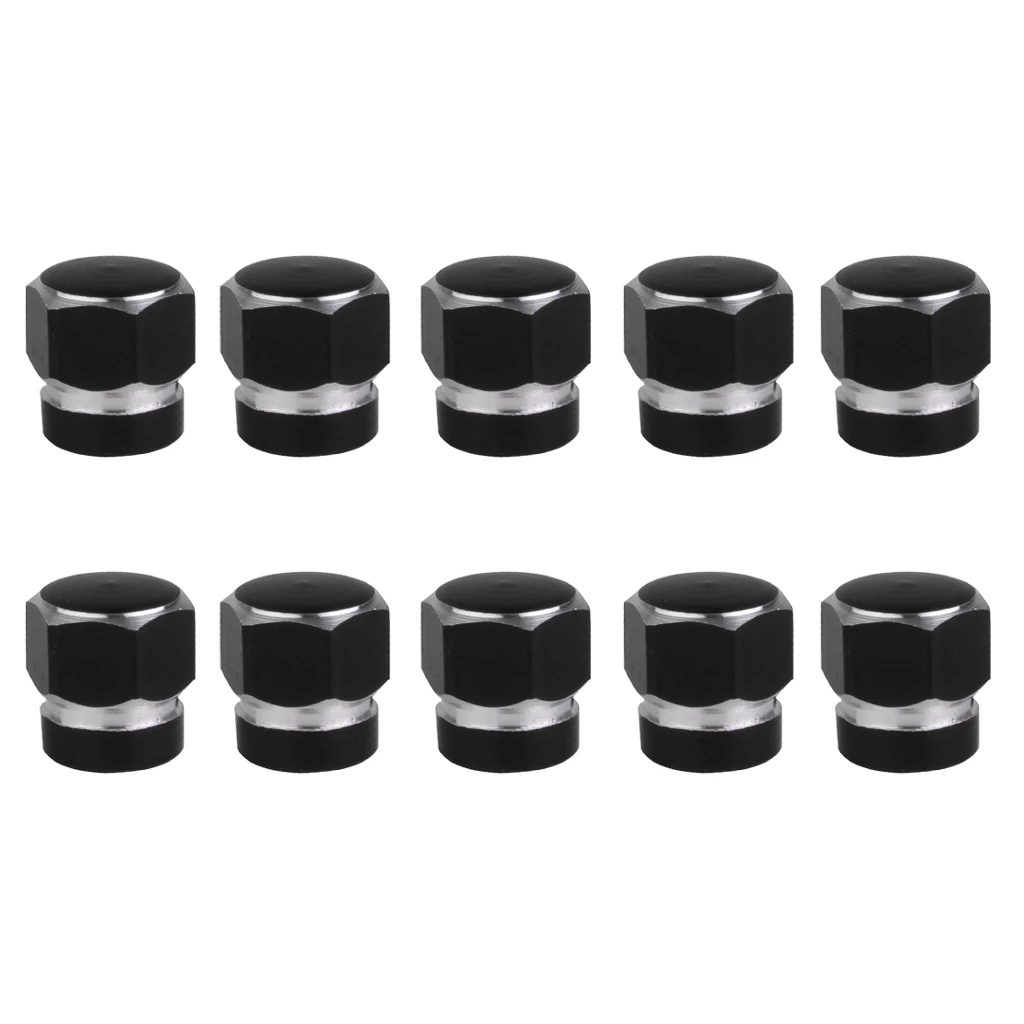10Pcs Airtight ALUMINUM HEXAGON TIRE RIM VALVE STEM CAPS COVERS For CAR AUTO BIKE