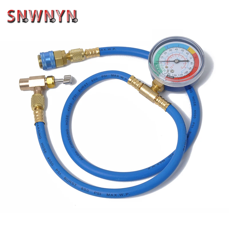 

Car AC Air Conditioning R134a 250PSI Refrigerant Recharge Hose Pressure Gauge Measuring Kit Copper Auto Car Accessories