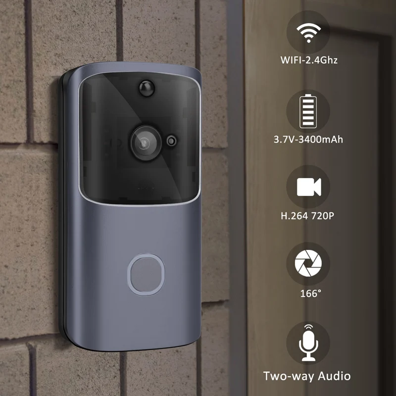 

WI-FI Remotely Smart doorbell Infrared night vision HD wide-angle camera lens tablet via Andriod/iOS device Home Security