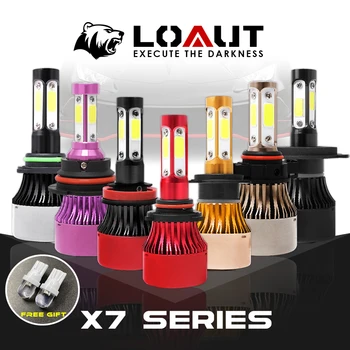 

X7 4 Side COB 100W 10000LM Car LED Headlight Bulbs H4 H7 H11 H13 9004 9005 9006 5202 Chips Auto Led Bulb 12v 6500k Headlamp RED