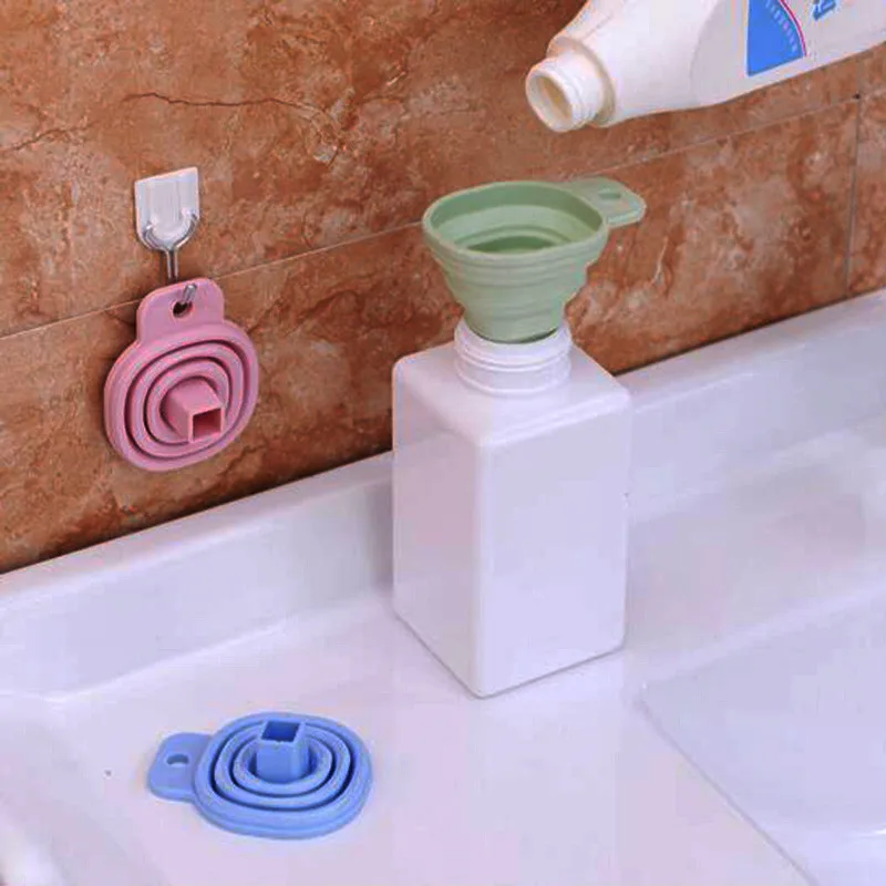 Hot Sale Kitchen Home Mini folding telescopic long neck funnel creative household liquid dispensing mini funnel Kitchen Tools