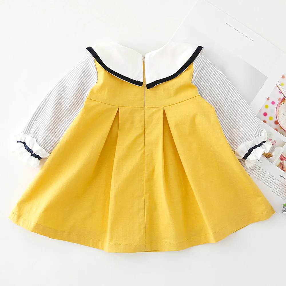 Halilo/Вечерние платья для маленьких девочек; хлопковая детская одежда с воротником в стиле Питера Пэна; рождественские костюмы принцессы; платья для маленьких девочек