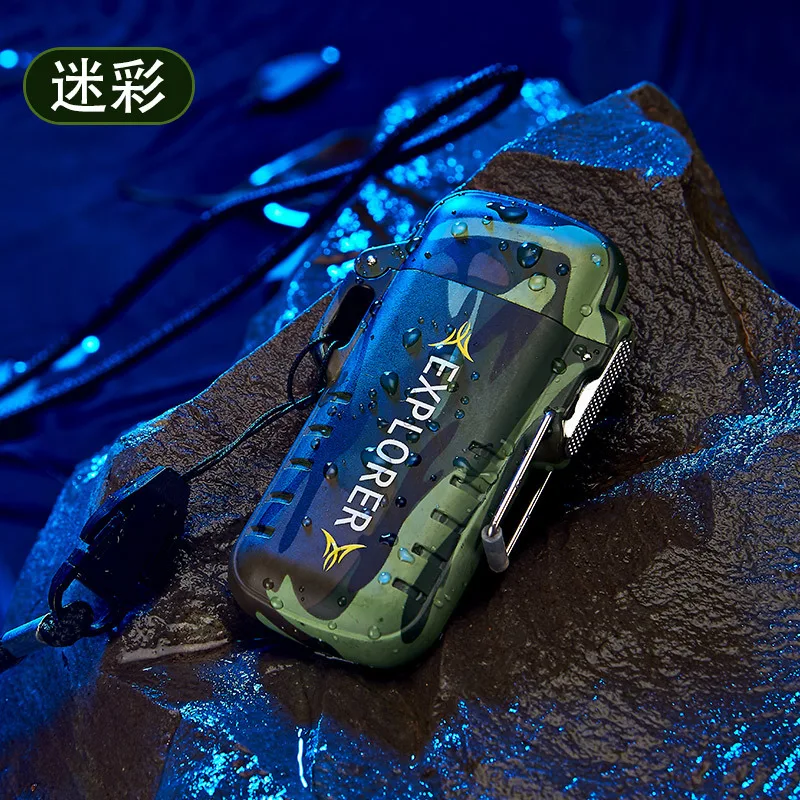 Проводник уличное использование водонепроницаемая ветрозащитная пульсирующая с двойной дугой плазменная сигарета, Зажигалка зарядное устройство USB металлическая зажигалка - Color: Camouflage