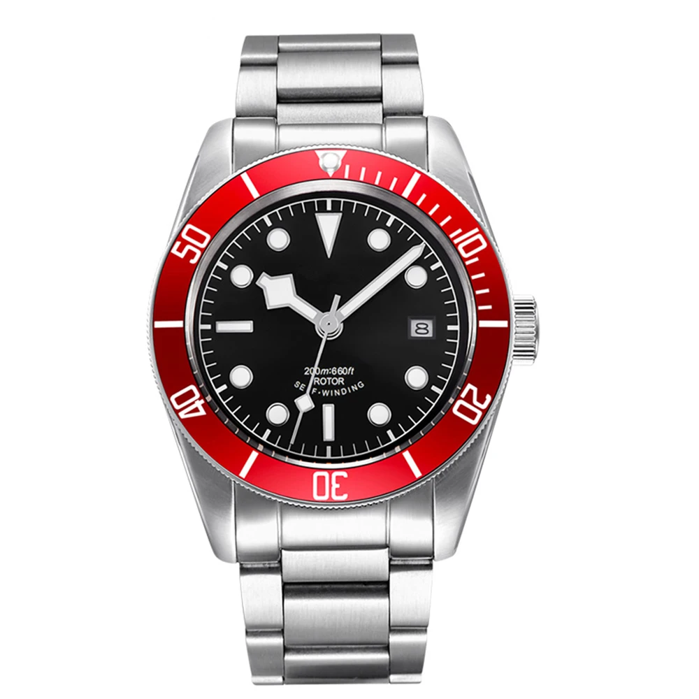 

Corgeut 41mm Automatic Mechanical Men Watch Luxury Luminous Waterproof Calendar Male Clock Schwarz Bay Diver Wristwatch Men