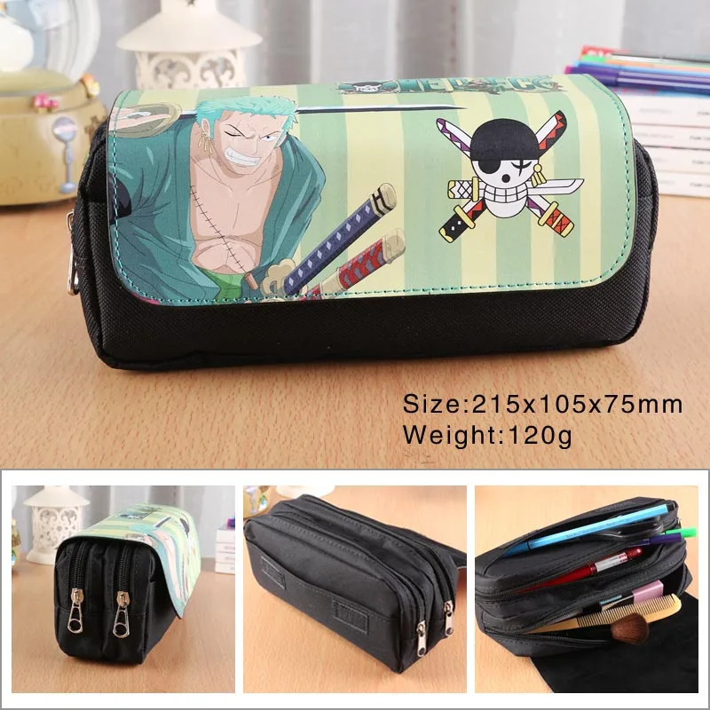 Аниме one piece Luffy холщовый чехол-карандаш для студентов, Женская портативная дорожная косметичка, косметичка, канцелярские принадлежности на молнии, сумки - Цвет: 07