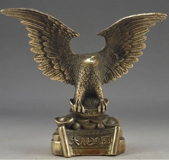 1107++++Delicate Chinese Vintage Brass Handwork Wealth Succeed Eagle Statue | Дом и сад