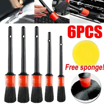 

6pcs Car Detailing Brush Wash Brushes for Car Interior Cleaning Wheel Gap Rims Dashboard Air Vent Trim Detailing Washing Tools