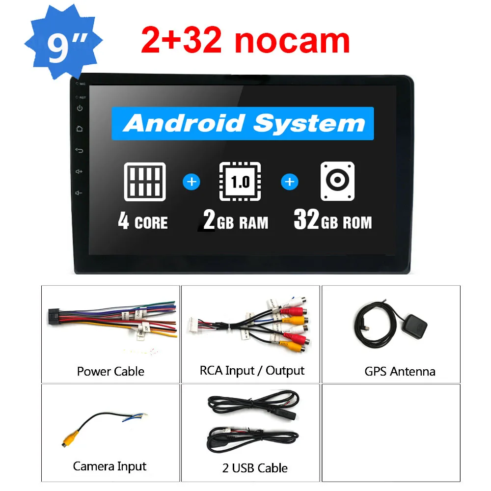 9/10. " 1 Din Android автомобильный Радио Универсальный четырехъядерный Автомобильный мультимедийный плеер gps навигация авто стерео wifi Bluetooth Зеркало Ссылка - Цвет: 9inch 2 32G nocam