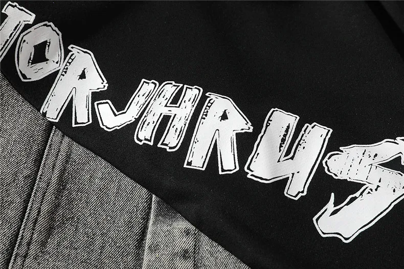 Лоскутное джинсовое худи, мужской спортивный костюм Harajuku, уличная одежда, с принтом, цельные толстовки, мужские зимние джинсовые пальто в стиле хип-хоп, большие размеры 4XL