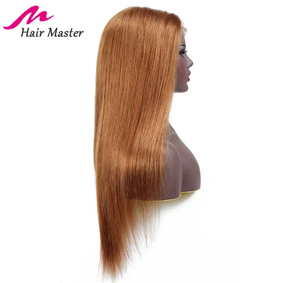 Hair Master 4x4 закрытие парик Мёд блондинка Цвет 30 Реми бразильские прямые волосы парик с коротким и длинным парики 8-28 дюймов человеческие волосы парик