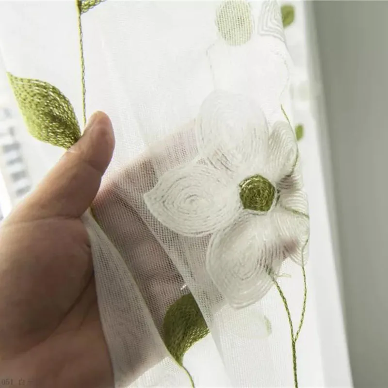 Медленная душа Магнолия зеленые листья вышитый тюль пасторальный белый цветочный занавес s для гостиной спальни занавеска кухня отвесная