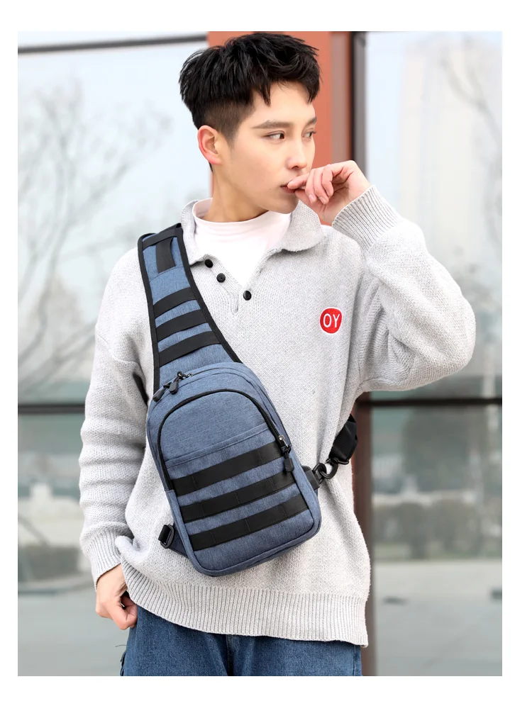 Men's new outdoor sport strap shoulder pouch horizontal chest bag