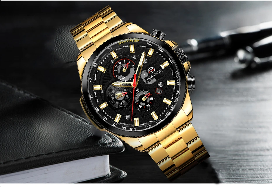 FORSINING роскошные часы автоматические механические часы для мужчин наручные часы Военные синие часы для мужчин s Скелет водонепроницаемый