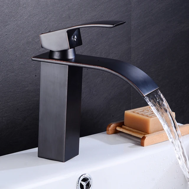 $US $27.99  Waterfall Basin Sink Faucet Gold Mixer Tap Bathroom Vanity Vessel Chrome Deck Mount Hot and Cold Si