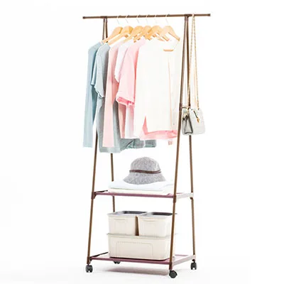 HH390300BR Magic Union Bedroom Triangle Coat Rack Removable Clothes Hangers Floor Standing Coat Rack With Wheels Clothes Storage Shelf - Цвет: HH390300BR
