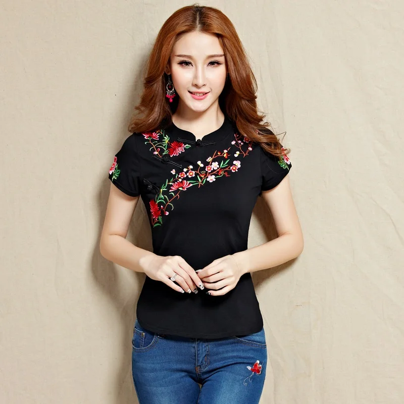 Traditional Chinese Clothing for Women Tang Chinese Style Shirt Female Short Sleeve Summer Cheongsam Top 4XL 5XL
