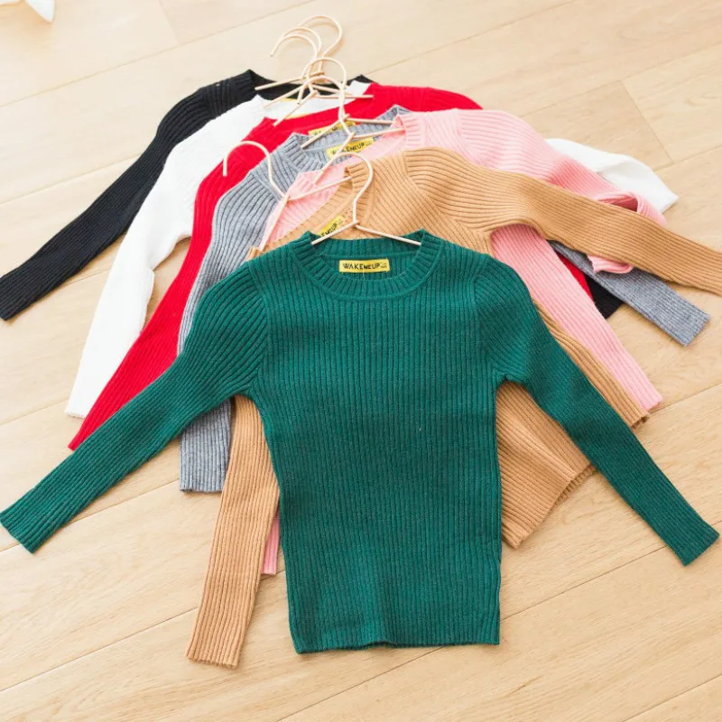 

O Neck Kids Children Clothes Girls Fitted Ribbed Sweater Baby for Winter Autumn Soft Full Sleeve Toddler New Boys Sweaters G042