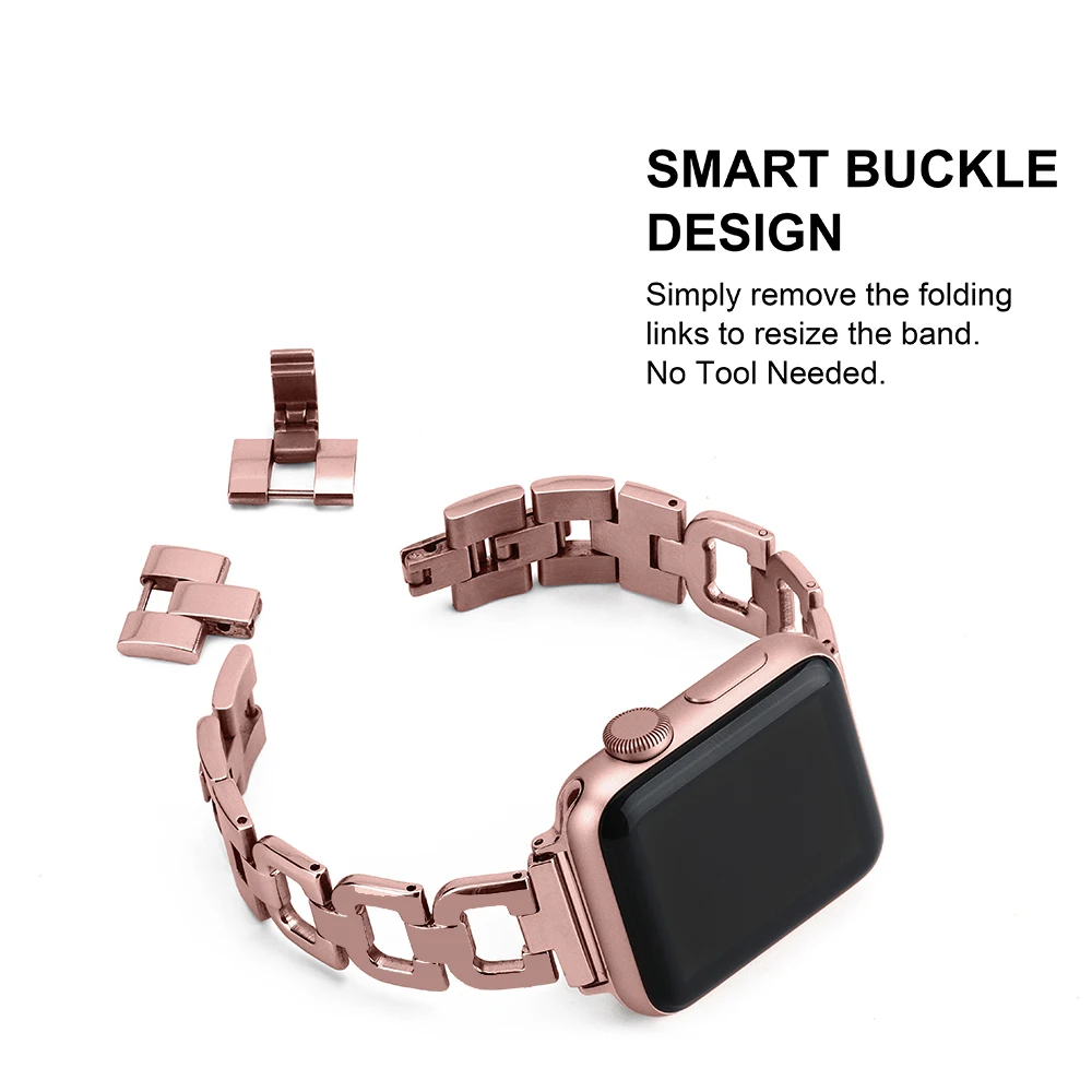 OULUCCI нержавеющая сталь для Apple Watch серии 5 ремешок 40 мм 44 мм женский ремешок 38 мм 42 мм браслет для iwatch 5/4/3/2/1