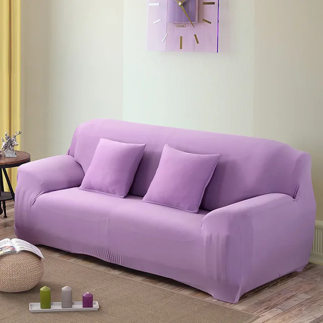 Lilac 22 цвета на выбор, Одноцветный чехол для дивана, растягивающийся чехол для дивана, чехлы для дивана на двоих, чехлы для полотенец - Цвет: Lilac