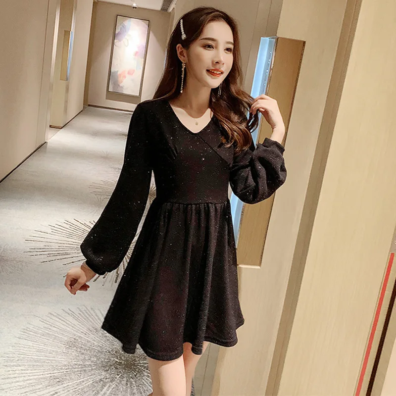 

2020 New Style WOMEN'S Dress Spring Graceful Feminine Dress Liangsi Flashing Scheming Black Skirt Hepburn