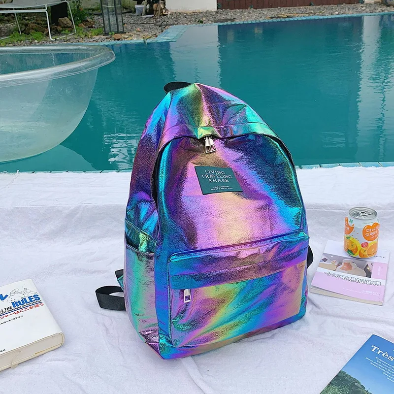 Лазерные рюкзаки для женщин, модные дорожные сумки через плечо, новинка, женский рюкзак для девушек, сумка через плечо, Оксфорд, голографический рюкзак