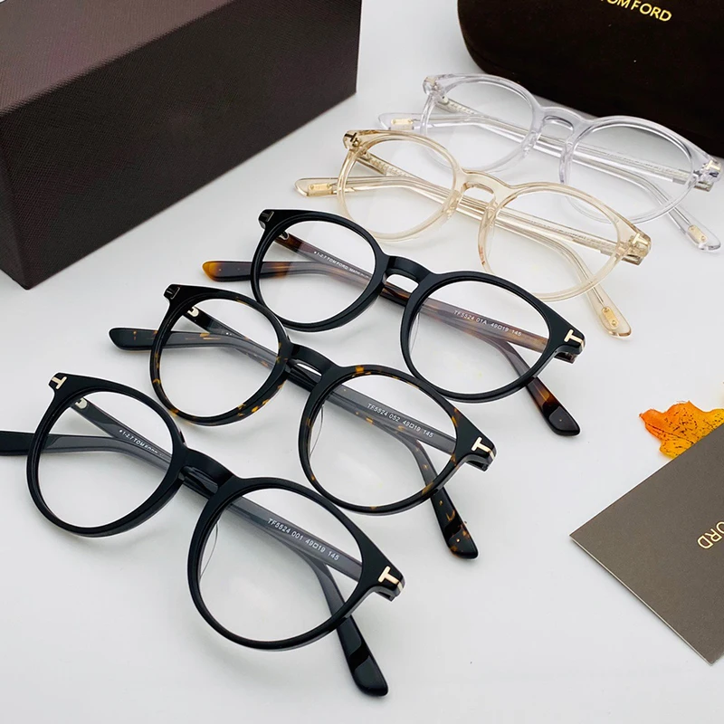 Tom for Optical Eyeglasses Frames Forde Fashion Round Acetate Women Men Reading Myopia Prescription TF5524 EyeGlasses With Case