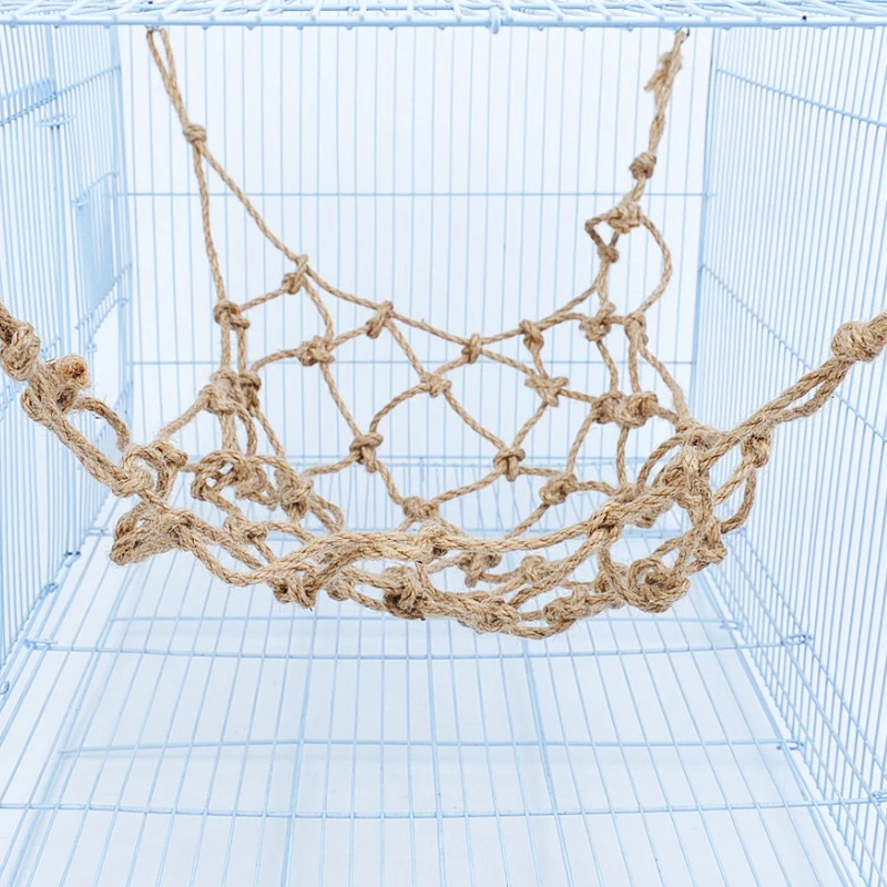 

1pc Parrot Hamster Sugar Glider Hemp Rope Climbing Net Hammock Hanging Toy Bed Tunnel Cage Small Pet Bird Playing Supply