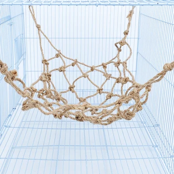 

1pc Parrot Hamster Sugar Glider Hemp Rope Climbing Net Hammock Hanging Toy Bed Tunnel Cage Small Pet Bird Playing Supply