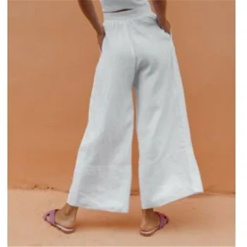 

Women Casual Homewear Linen Cotton Pants High Waist Loose Beach Boho Females Pants Hot Sale Dropshipping