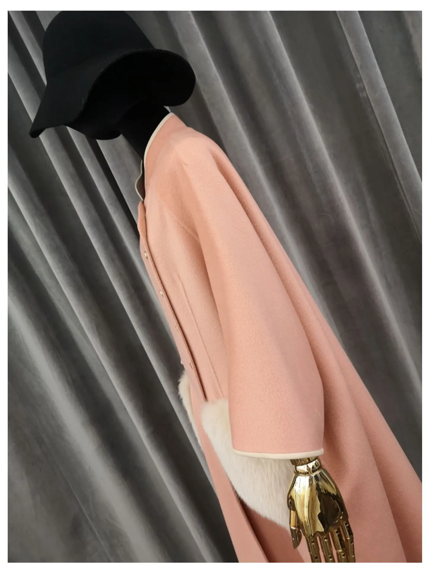 Высокое качество, натуральный Лисий мех, карман, шерстяная ткань для девушек,, австралийское шерстяное пальто для девочек, длинное зимнее женское Шерстяное Пальто