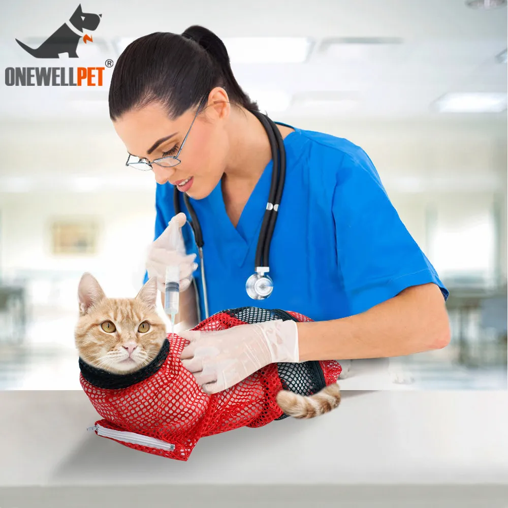 Cat Grooming Bath Bag Mesh Cat Supplies Washing Bags For Pet Bathing Nail Trimming Injecting Anti Scratch Bite Restraint