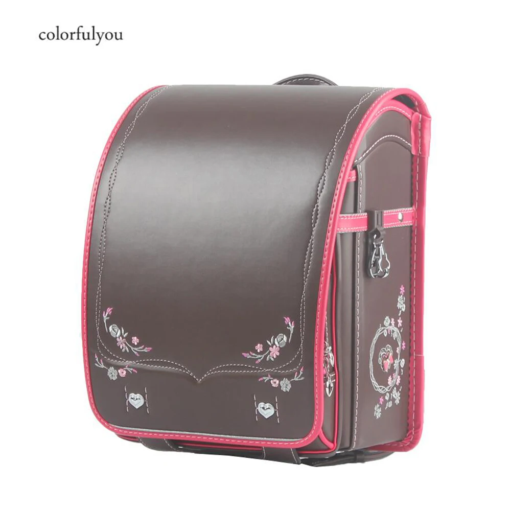 

Girl school bag backpack Primary Luxury embroidery Japan School Backpacks Mochila Feminina waterproof PU Leather Backpack kids