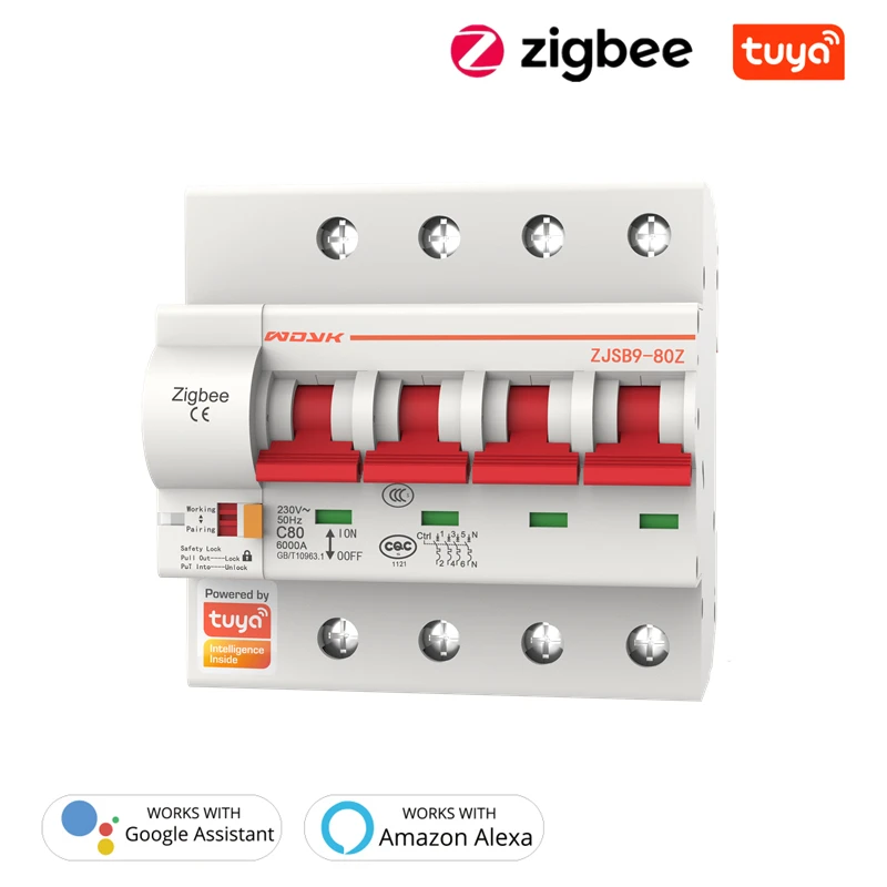 1-4P Zigbee 3.0 Tuya Smart Circuit Breaker WiFi Automatic Switch 220V/380V IoT Smart Home Air Switch Work With Alexa Google Home