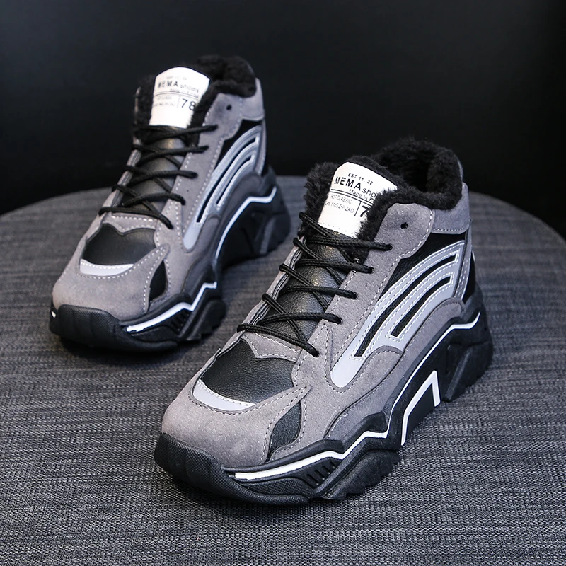 Women Winter Sneakers Warm Fur Plush Insole Ankle Boots Women Shoes Hot Lace-up Shoes Woman