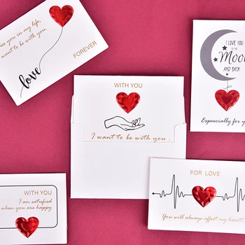 

High Quality Red Heart Greeting Card with Envelopes Romantic Wedding Invitation