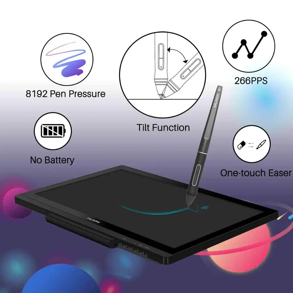 Графический планшет Huion Kamvas 20 цифровой перьевой монитор для рисования с функцией